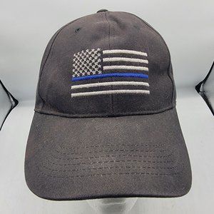 Rothco Thin Blue Line American Flag Hat Adjustable Black Baseball Cap